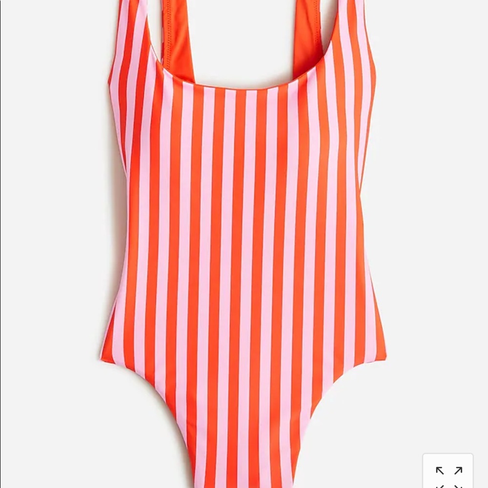 J. Crew Orange and White Striped One Piece Swimsuit